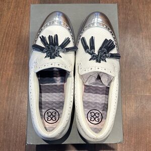G/FORE White and Silver Women's Golf Loafers